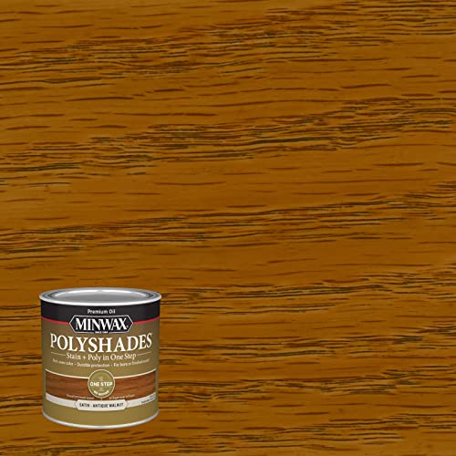 Minwax PolyShades Wood Stain + Polyurethane Finish – ½ Pint, Antique Walnut, Satin - Image 2