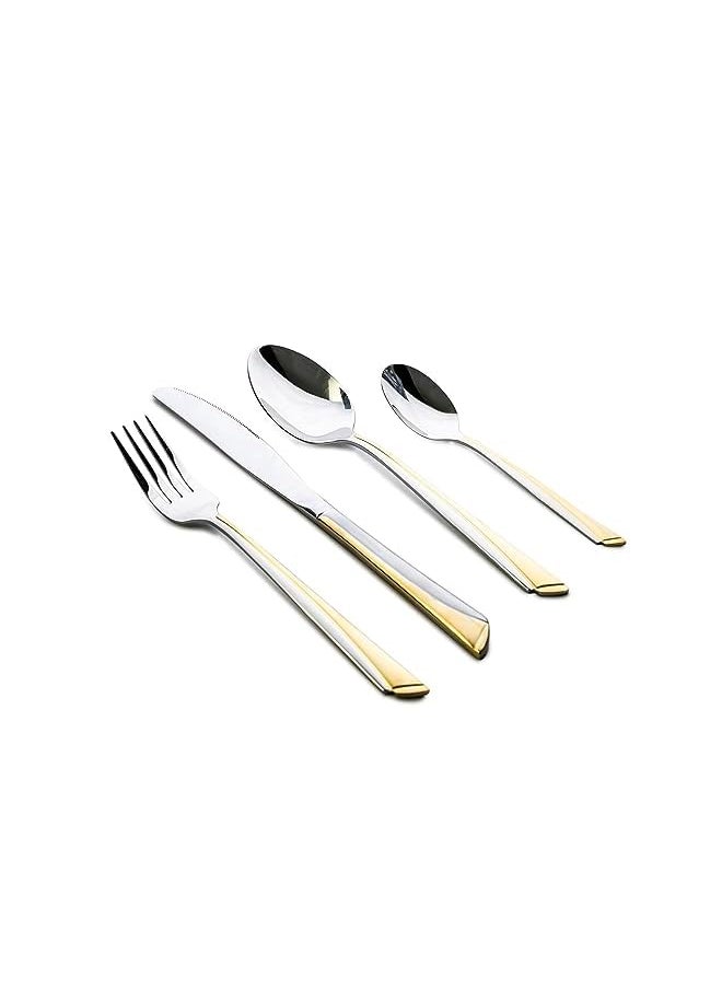 Cuisine Art 24 Piece Silverware Flatware Cutlery Set with Square Stand, Stainless Steel Includes 6 Knife, Fork, Tea Spoon, Dinner Mirror Polished, Dishwasher Safe  - Image 2