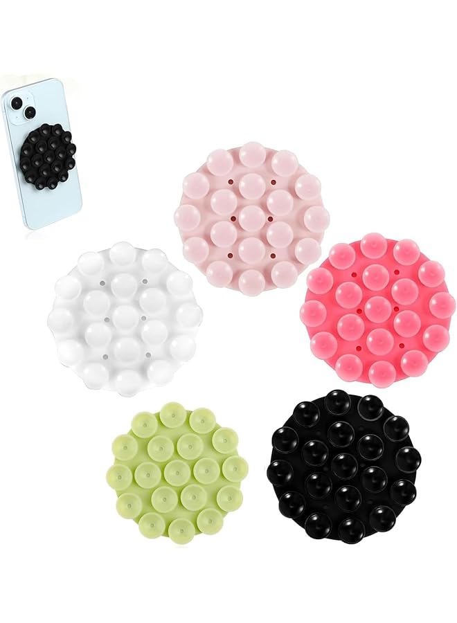 S-TOP Phone Holder, 5PCS Double Sided Strong Suction Cup Phone Mount for Car Mirror and Shower, Universal Grips for iPhone Android Cell Phones Suitable Selfies Videos Hands Free - Image 1