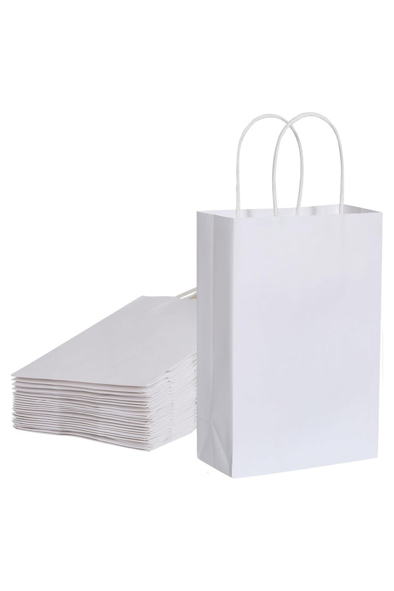 MOMENT حزمة 12 كيس هدايا ورقية مع مقابض بكميات كبيرة، أكياس ورقية كرافت 22 * 16 * 8 سم، أكياس تسوق قابلة لإعادة التدوير للبيع بالتجزئة، البقالة، هدايا الحفلات، الزفاف، بيضاء - Image 1