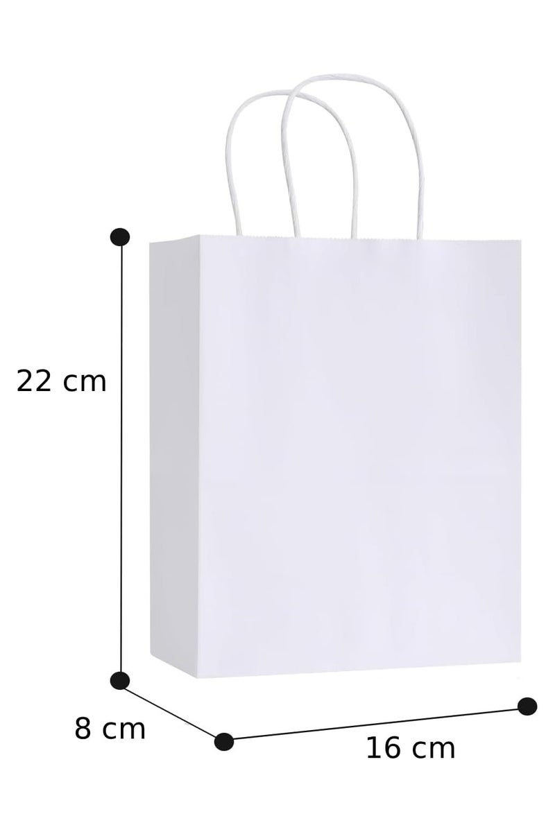MOMENT حزمة 12 كيس هدايا ورقية مع مقابض بكميات كبيرة، أكياس ورقية كرافت 22 * 16 * 8 سم، أكياس تسوق قابلة لإعادة التدوير للبيع بالتجزئة، البقالة، هدايا الحفلات، الزفاف، بيضاء - Image 2