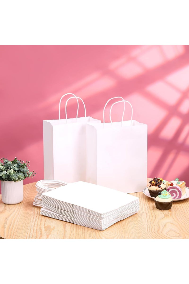 MOMENT حزمة 12 كيس هدايا ورقية مع مقابض بكميات كبيرة، أكياس ورقية كرافت 22 * 16 * 8 سم، أكياس تسوق قابلة لإعادة التدوير للبيع بالتجزئة، البقالة، هدايا الحفلات، الزفاف، بيضاء - Image 4