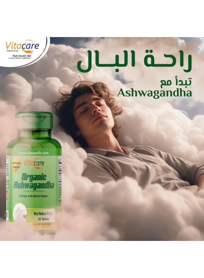 فيتا كير فيتاكير خلاصة الأشواجاندا العضوية 675 مجم 30 قرص نباتي مصنع في الولايات المتحدة الأمريكية جودة ممتازة معتمد GMP وFDA مع شهادة CSI للسلامة والنقاء مكونات طبيعية 100% - Image 4