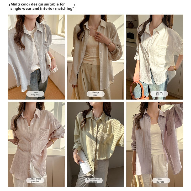 Women's Linen Blend Long-Sleeve Casual Shirt - Image 2