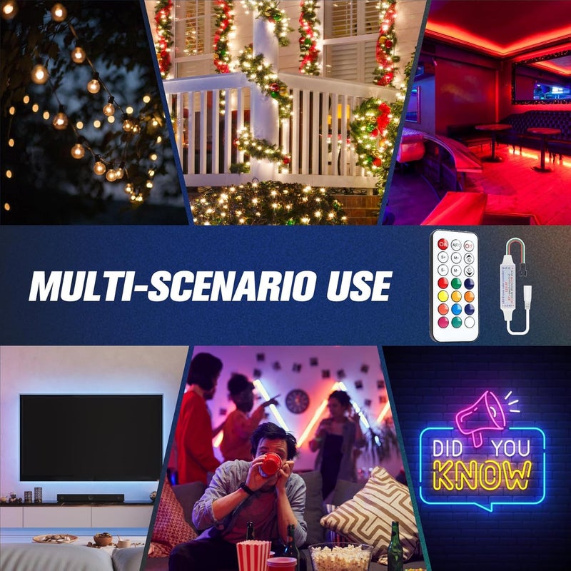 WrteEase DC5V/12V/24V RF Wireless Remote LED Controller, Addressable Mini LED Strips Compatible with WS2812B and WS2811, 3 Pin JST Connector, 21 Key Remote, Max 2048 Pixel Capacity - Image 5