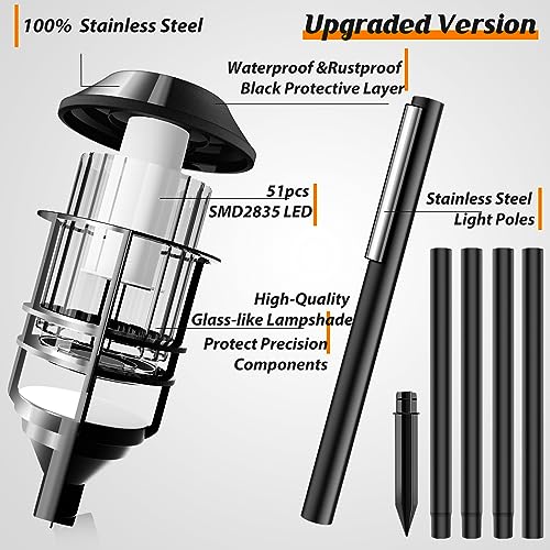 ZOOHAR Solar Outdoor Lights,Extra-Tall Solar Torches with Flickering Flame 2-Pack Waterproof Garden Lights,Stainless Steel Pathway Lighting Garden Decor, Yard Decorations Outdoor Auto On/Off - Image 2
