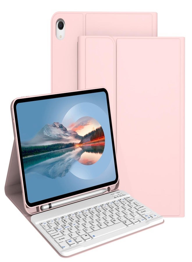 Divufus جراب لوحة مفاتيح Divufus لجهاز iPad الجيل الحادي عشر (A16) 2025، ولجهاز iPad الجيل العاشر 2022 [لوحة مفاتيح لاسلكية قابلة للفصل مغناطيسيًا] [يدعم 3 أنظمة] جراب قابل للطي مع حامل قلم، وردي - Image 1