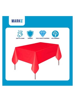 MARKQ Plastic Tablecloth for Rectangle Table 54" x 72" Disposable Table Cover for Bridal Shower Wedding Birthday Party Decorations (Red)  - Image 3