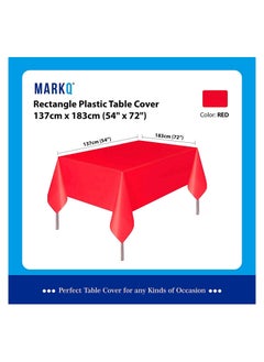 MARKQ Plastic Tablecloth for Rectangle Table 54" x 72" Disposable Table Cover for Bridal Shower Wedding Birthday Party Decorations (Red)  - Image 2