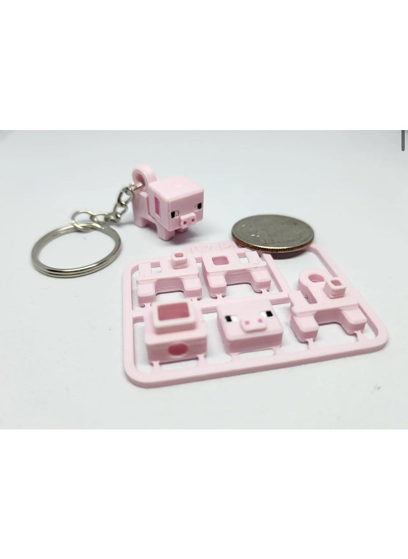 Internos Design - Minecraft Pig Keychain Model Kit Card - Image 1