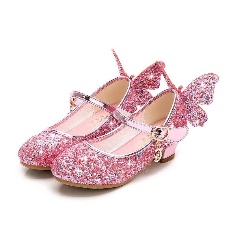 Girls High-Heeled Princess Leather Shoes 2025 Spring And Autum New Kidsren'S Flats Kidsren'S Performance Shoes Girls Crystal Shoes - Image 2