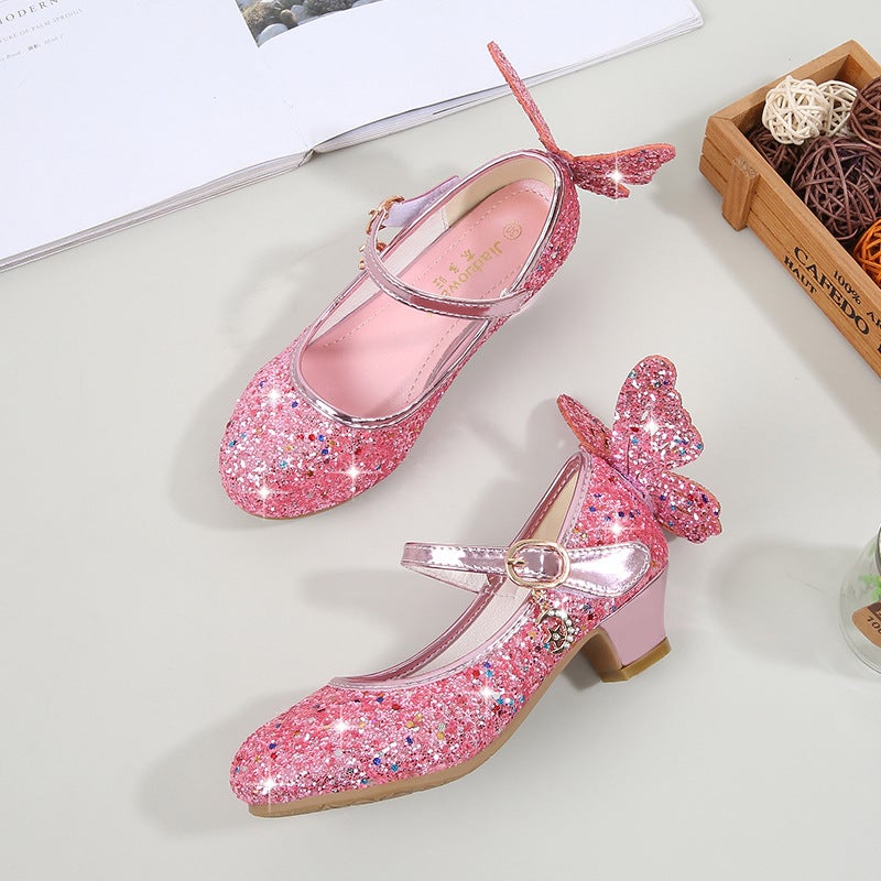 Girls High-Heeled Princess Leather Shoes 2025 Spring And Autum New Kidsren'S Flats Kidsren'S Performance Shoes Girls Crystal Shoes - Image 5