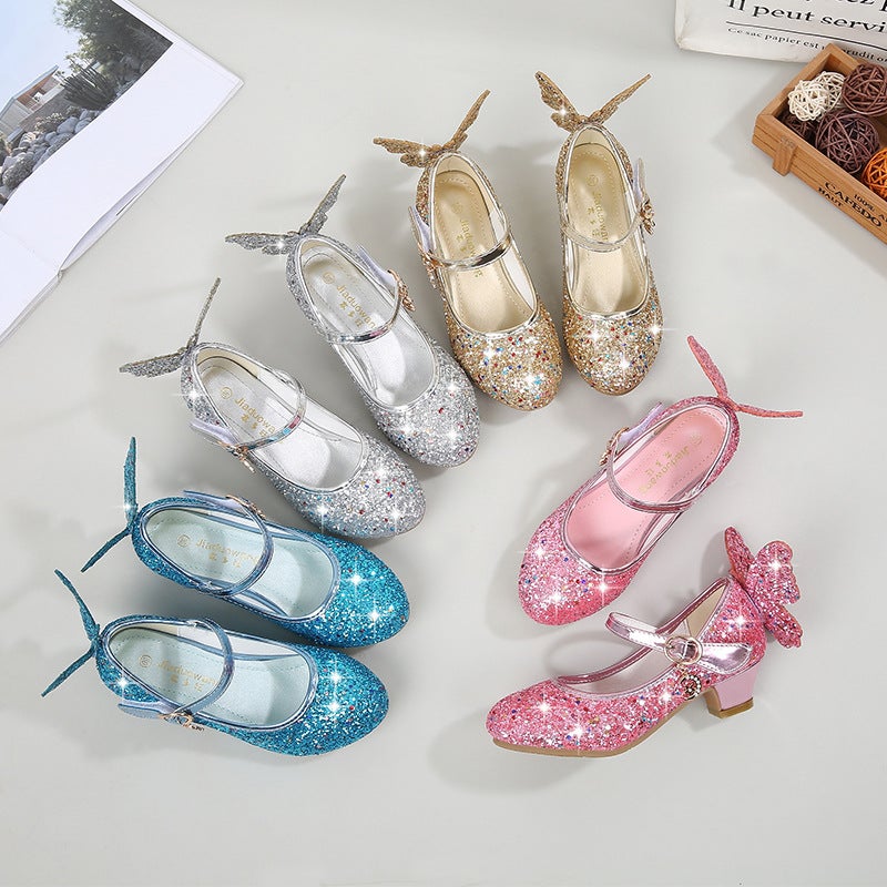 Girls High-Heeled Princess Leather Shoes 2025 Spring And Autum New Kidsren'S Flats Kidsren'S Performance Shoes Girls Crystal Shoes - Image 4