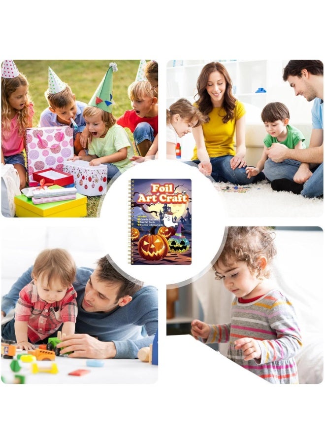 Capstro Foil Art Craft Sticker Book – Halloween Magic Art Booklet | 16 Foil & 16 Coloring Pages + 80 Foil Sheets & Bamboo Stick | DIY Foil Art Kit for Kids Age 3+ | Spooky & Fun Craft Gift for Boys & Girls - Image 2