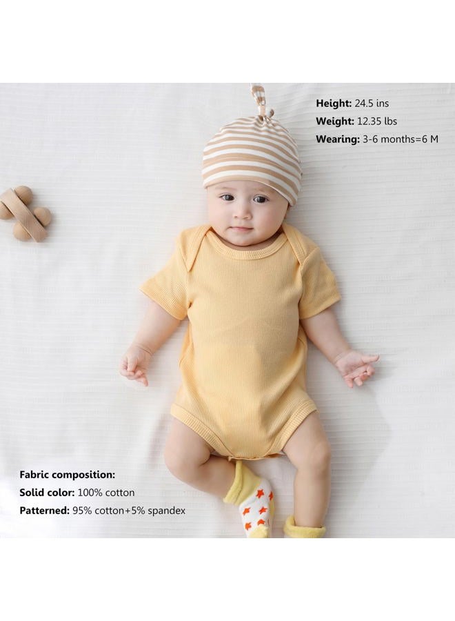 MAMIMAKA Newborn Baby Short Sleeve Bodysuit Cotton One-Piece Baby Clothes 5-Pack, 0-12 Months, Five Piece Bodysuits-3, 9-12 Months - Image 5