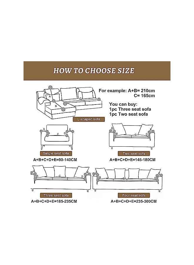 The Bros Stretch Sofa Slipcover, Elastic Fabric Fashion Printed Waterproof Armchair Loveseat Couch Living Room Sofa Covers Pet Protector Mat Cushion Cover with 1 Pillowcase(Beige, 4 seater,92" - 118") - Image 4