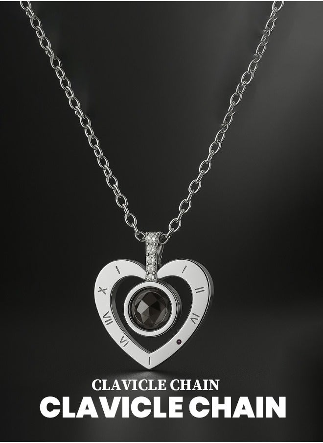 Hilyagems Ladies' charm necklace, heart-shaped metal jewelry, elegant and luxurious necklace, adorable pendant necklace suitable for girls, versatile necklace for various occasions  - Image 1