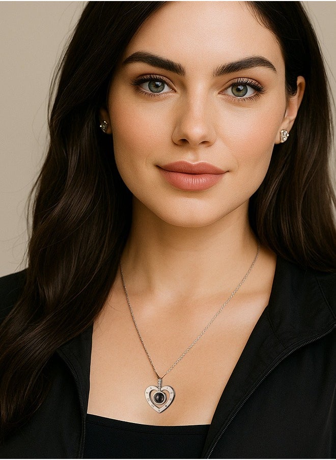 Hilyagems Ladies' charm necklace, heart-shaped metal jewelry, elegant and luxurious necklace, adorable pendant necklace suitable for girls, versatile necklace for various occasions  - Image 2