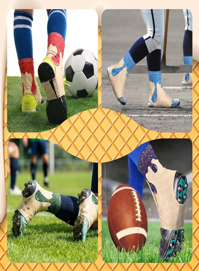 Shinymoon 12 Pairs Cleat Covers Football Spat Ice Cream Football Cleat Cover Cream Drip Non Slip Sleeves for Soccer Baseball Softball Field Hockey for Athlete Adult Men Women Gift Birthday Party Decor - Image 2