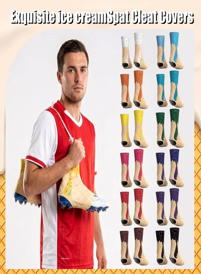 Shinymoon 12 Pairs Cleat Covers Football Spat Ice Cream Football Cleat Cover Cream Drip Non Slip Sleeves for Soccer Baseball Softball Field Hockey for Athlete Adult Men Women Gift Birthday Party Decor - Image 5