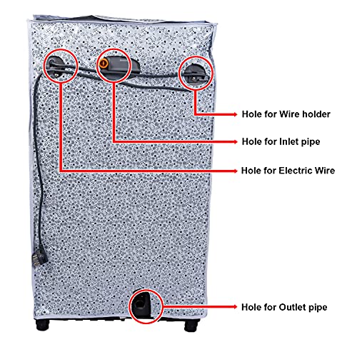 Classic® Top Load Washing Machine Cover Suitable for Samsung Front Panel 8 Kg, 8.5 Kg, 9 Kg, 9.5 Kg, 10 Kg (63cmsX63cmsX93cms, White & Grey, Large) - Image 5