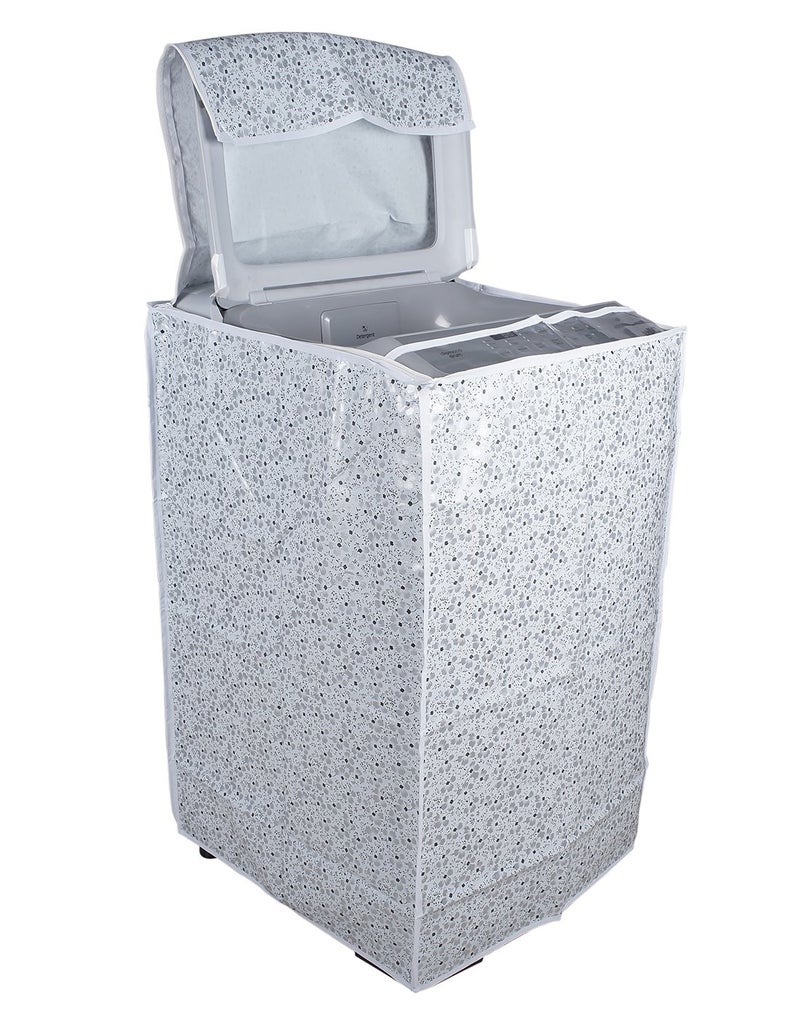 Classic® Top Load Washing Machine Cover Suitable for Samsung Front Panel 8 Kg, 8.5 Kg, 9 Kg, 9.5 Kg, 10 Kg (63cmsX63cmsX93cms, White & Grey, Large) - Image 1