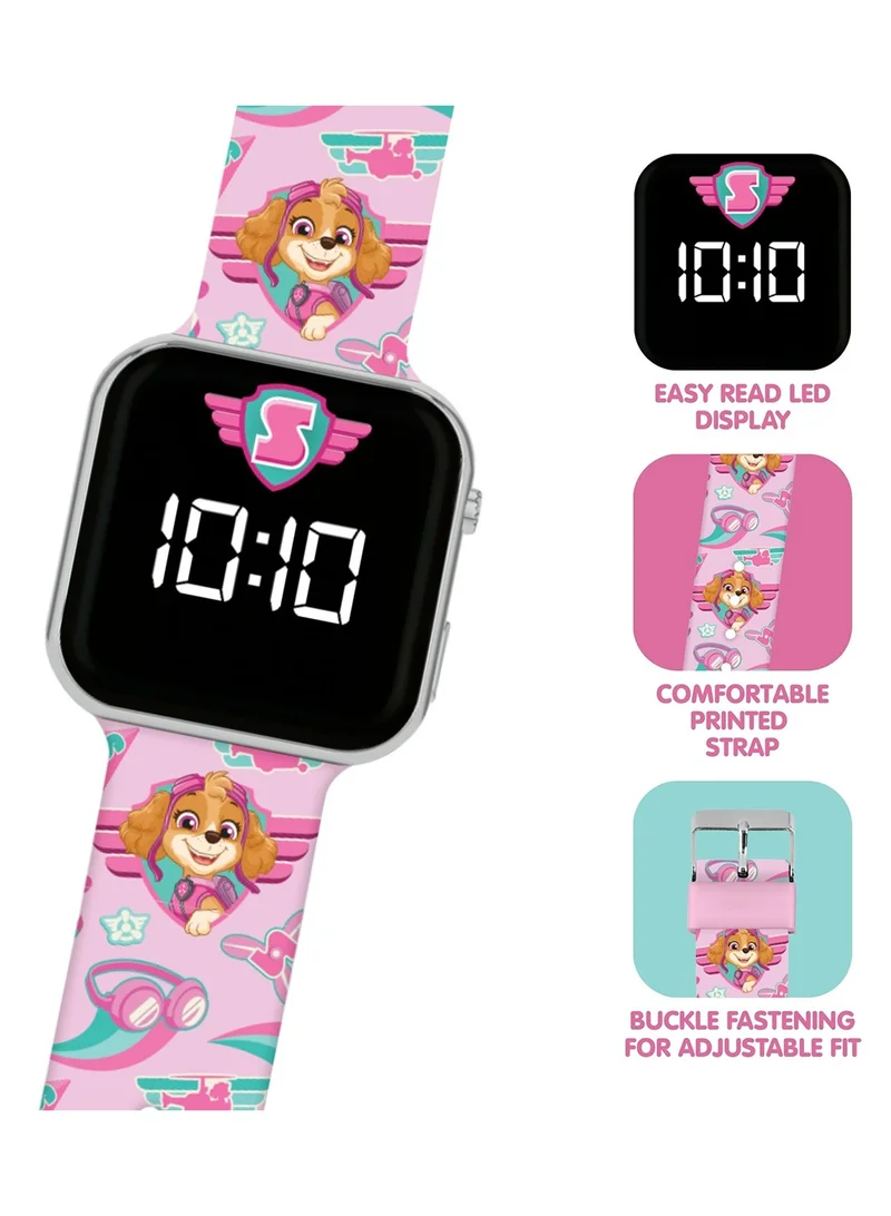 باو بترول ساعة Paw Patrol بشاشة LED مع سوار سيليكون بشخصية Skye للأطفال - PAW4628