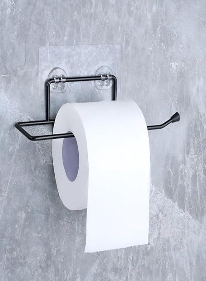 Homeor Self Adhesive Wall Mounted Rustproof Stainless Steel Toilet Paper Holder Self Adhesive/Toilet Paper Roll Holder/Tissue Paper Roll Holder for Bathroom, Pack of 2, Black - Image 3