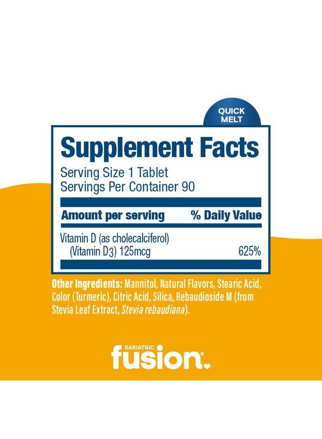 Bariatric Fusion Dissolvable Vitamin D3 5000 IU Quick Melt | Lemon Citrus Flavored Chewable Vitamin D Supplement | Healthy Bone Support* | Gluten, Dairy, and Soy Free | 90 Fast Melting Tablets - Image 3