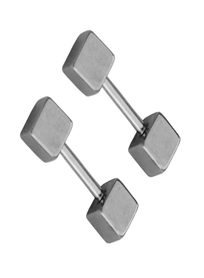 Sullery Simple Stylish Small Square Shape 2Pc Eear Studs Stainless Steel Hoop Earring For Men And Women - Image 1