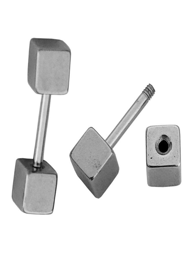 Sullery Simple Stylish Small Square Shape 2Pc Eear Studs Stainless Steel Hoop Earring For Men And Women - Image 2