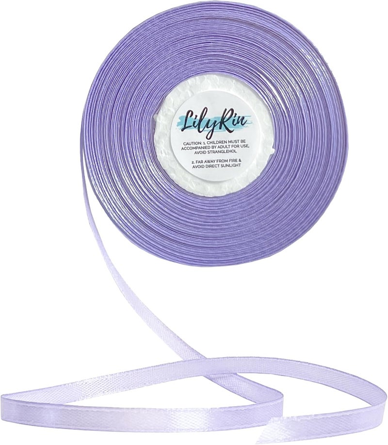LilyRin Light Purple Ribbon 1/4 Inches 36 Yards Satin Roll Perfect for Scrapbooking, Art, Wedding, Wreath, Baby Shower, Packing Birthday, Hair Accessories Scrapbooking Lavender - Image 1
