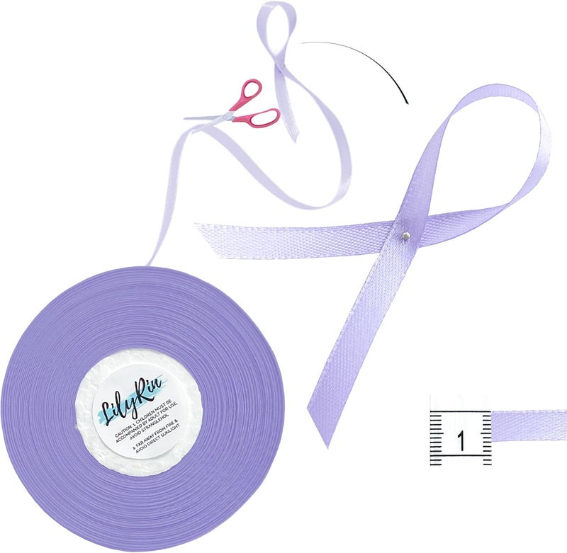 LilyRin Light Purple Ribbon 1/4 Inches 36 Yards Satin Roll Perfect for Scrapbooking, Art, Wedding, Wreath, Baby Shower, Packing Birthday, Hair Accessories Scrapbooking Lavender - Image 4