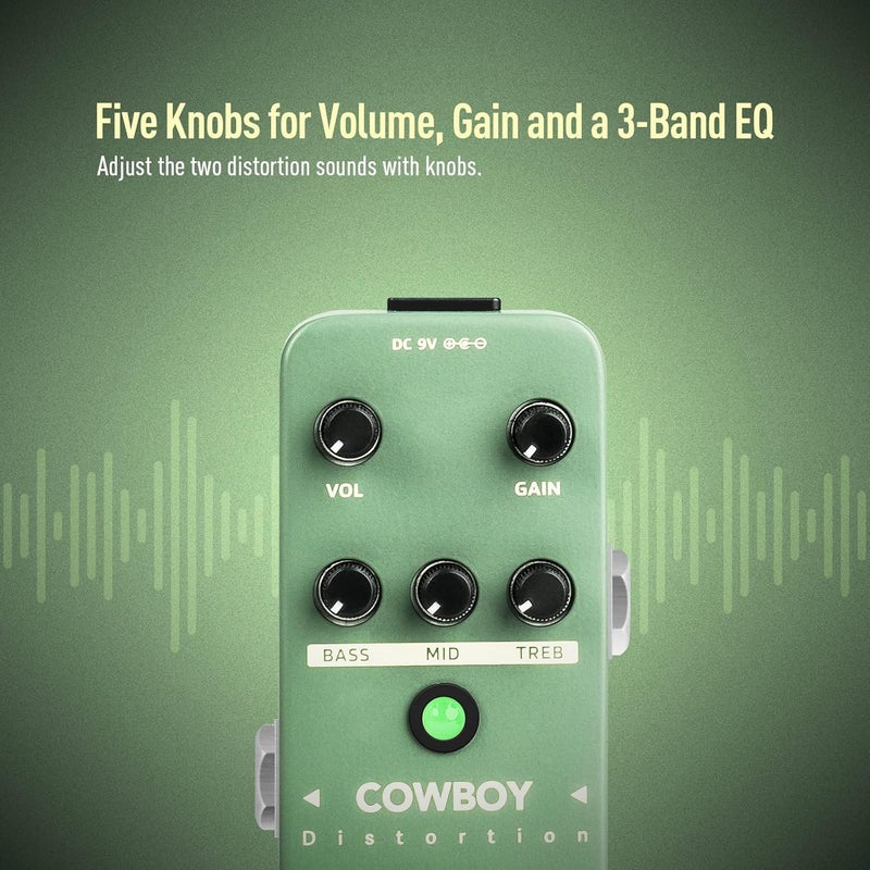 SONICAKE QSS-25 Cowboy Distortion Guitar Pedal, Mini High Gain Distortion Pedal for Electric Guitar and Bass, 2 Modes, Heavy Duty Metal Footswitch, True Bypass - Image 3