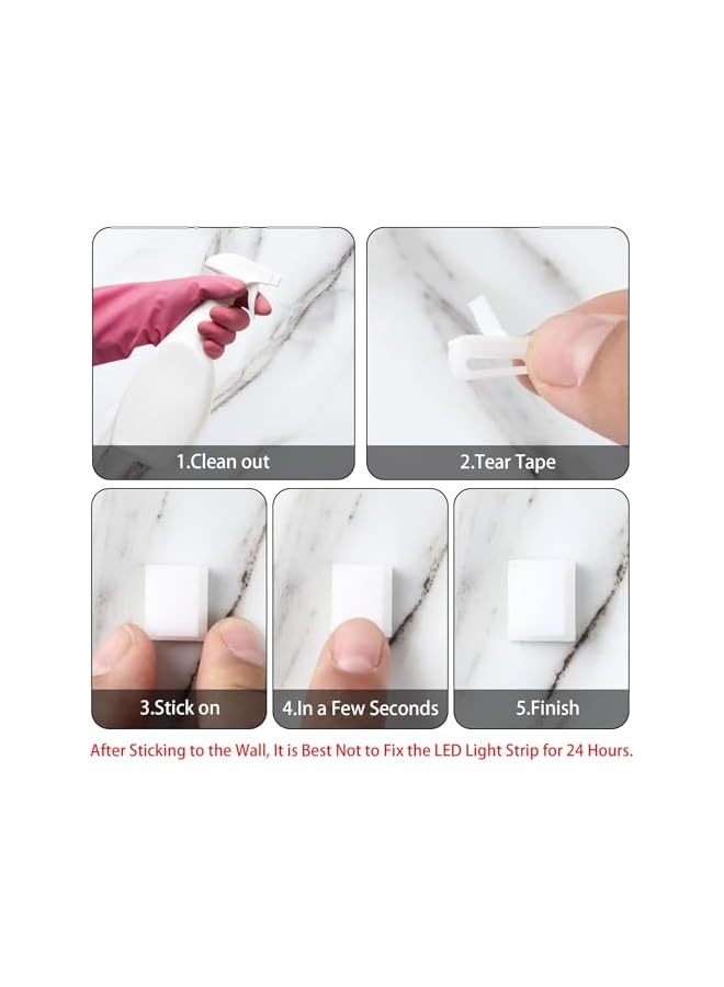 S-TOP 60 Pcs Light Strip Mounting Clips, Strong Self-Adhesive Led Lights Strips Fasteners Mounting Holders, White Cable Clamp Organizer for Hanging Christmas Light Wall Wire Desk Car Home Office - Image 4