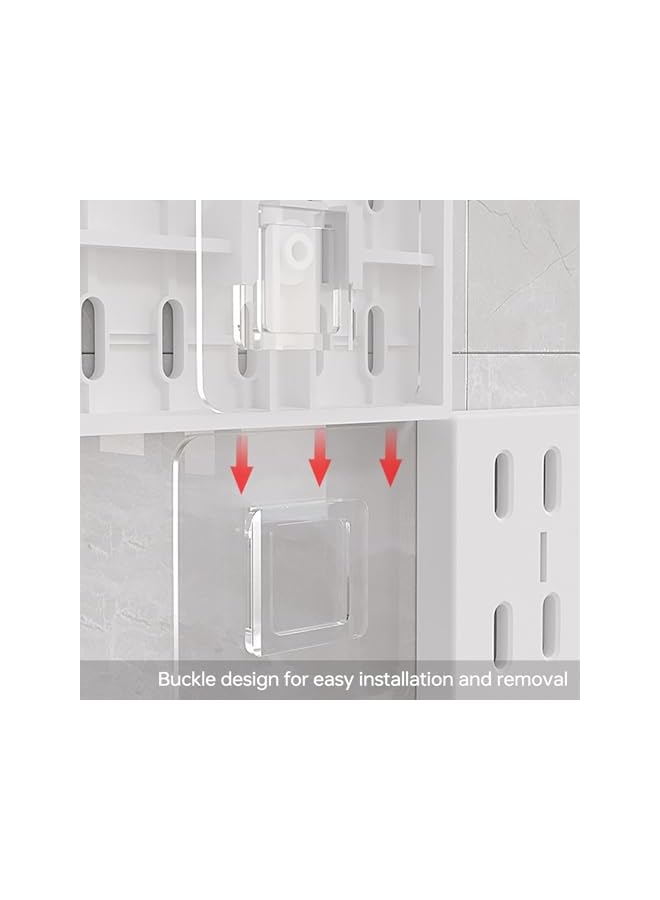 promass Pegboard Combination Wall Organizer Kit,Plastic Wall Mount Display Pegboard Panel Kits,Pegboard Hole 2 Pack Pegboards and 10 Accessories for Kitchen Bathroom Office (White) - Image 2