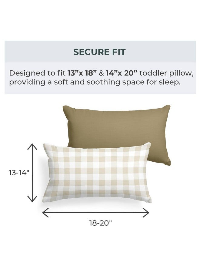 Pobibaby - 2 Pack Premium Toddler Solid Pillowcase - Ultra Soft Jersey Knit - Crib Pillow, Kids Pillow, Travel Pillow Case Cover (Gingham Khaki) - Image 3