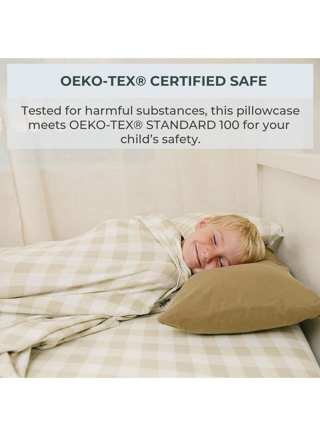 Pobibaby - 2 Pack Premium Toddler Solid Pillowcase - Ultra Soft Jersey Knit - Crib Pillow, Kids Pillow, Travel Pillow Case Cover (Gingham Khaki) - Image 5