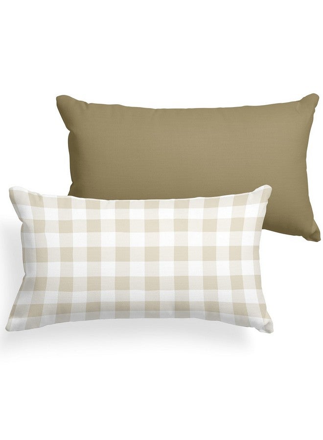 Pobibaby - 2 Pack Premium Toddler Solid Pillowcase - Ultra Soft Jersey Knit - Crib Pillow, Kids Pillow, Travel Pillow Case Cover (Gingham Khaki) - Image 1
