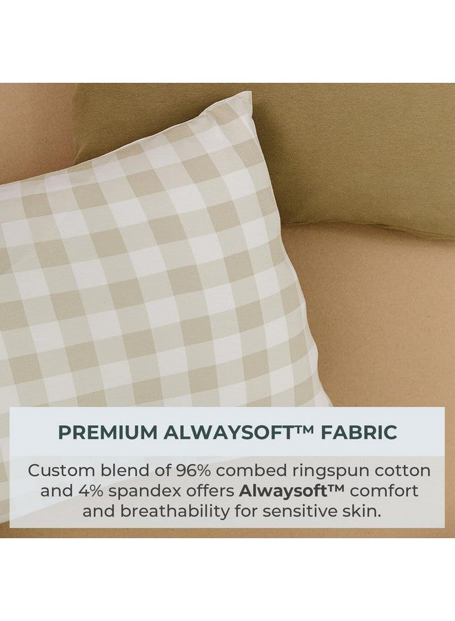 Pobibaby - 2 Pack Premium Toddler Solid Pillowcase - Ultra Soft Jersey Knit - Crib Pillow, Kids Pillow, Travel Pillow Case Cover (Gingham Khaki) - Image 2