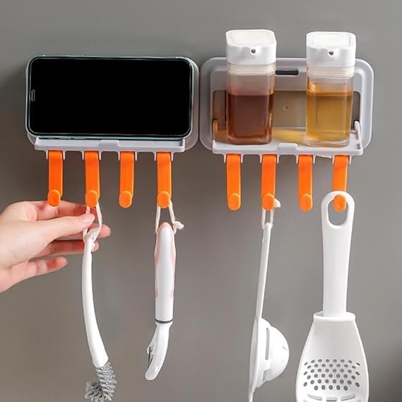 SHOPECOM رف تخزين مطبخ قابل للطي مثبت على الحائط بدون ثقب - Image 3