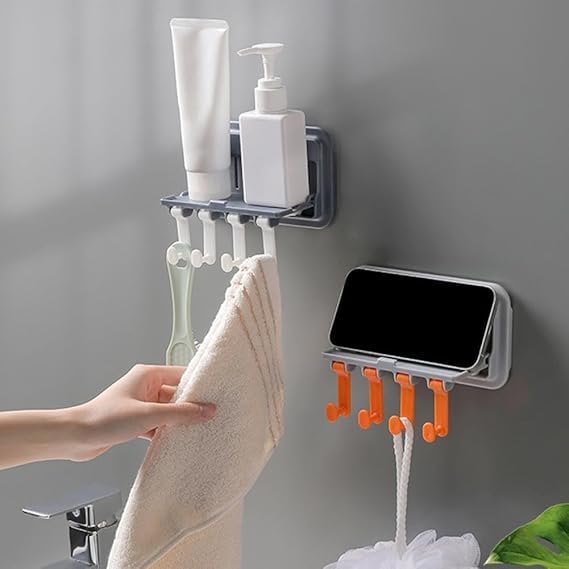 SHOPECOM رف تخزين مطبخ قابل للطي مثبت على الحائط بدون ثقب - Image 5