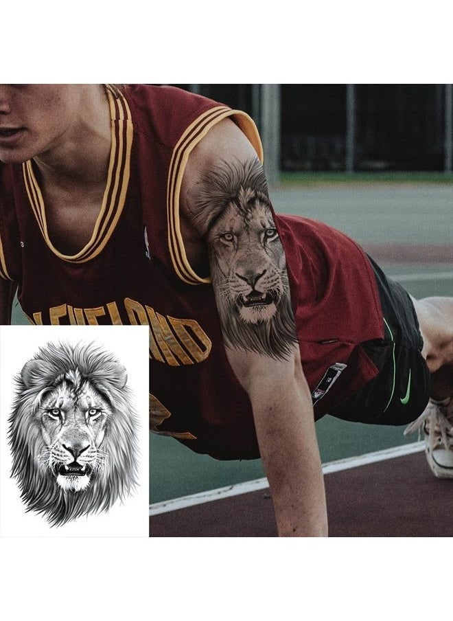Oottati 12 Sheets Arm Waterproof Temporary Tattoo Stickers Black Fierce Tiger Lion Wolf for Men Women Teens  - Image 4
