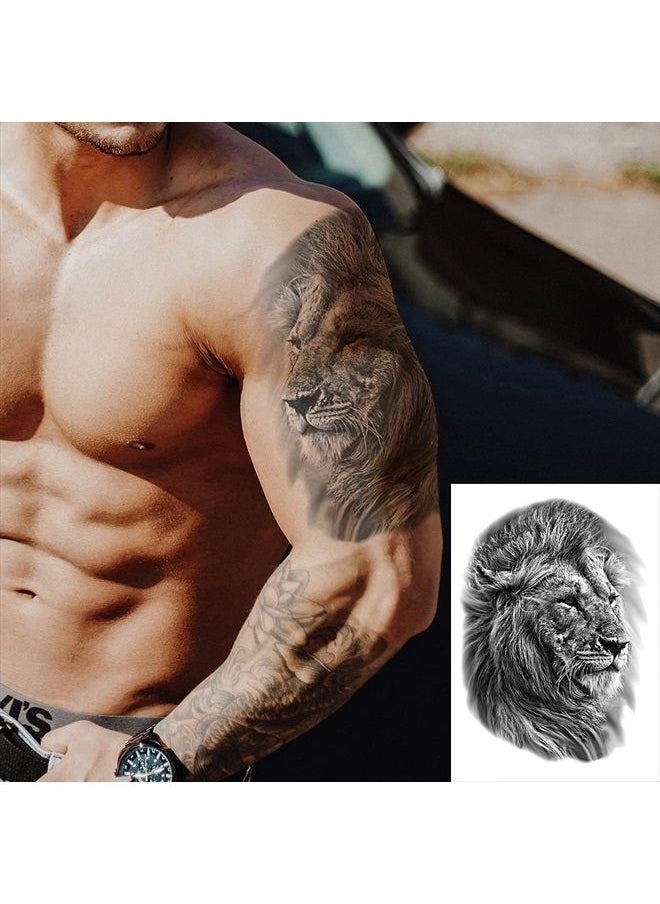 Oottati 12 Sheets Arm Waterproof Temporary Tattoo Stickers Black Fierce Tiger Lion Wolf for Men Women Teens  - Image 5