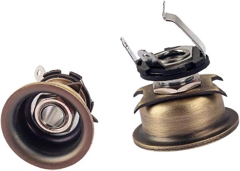 6.35mm 1/4" Guitar Input Output Jack Mono Jack Socket Cylinder Stereo Replacement for Bass Electric Guitar Bronze - Image 3