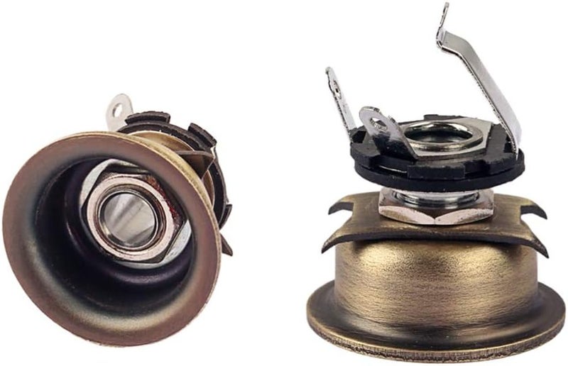 6.35mm 1/4" Guitar Input Output Jack Mono Jack Socket Cylinder Stereo Replacement for Bass Electric Guitar Bronze - Image 2