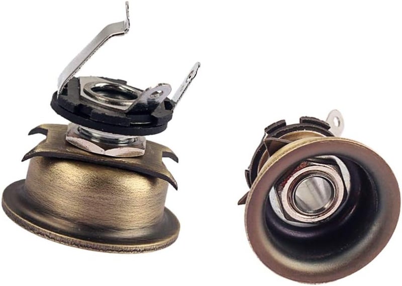 6.35mm 1/4" Guitar Input Output Jack Mono Jack Socket Cylinder Stereo Replacement for Bass Electric Guitar Bronze - Image 5