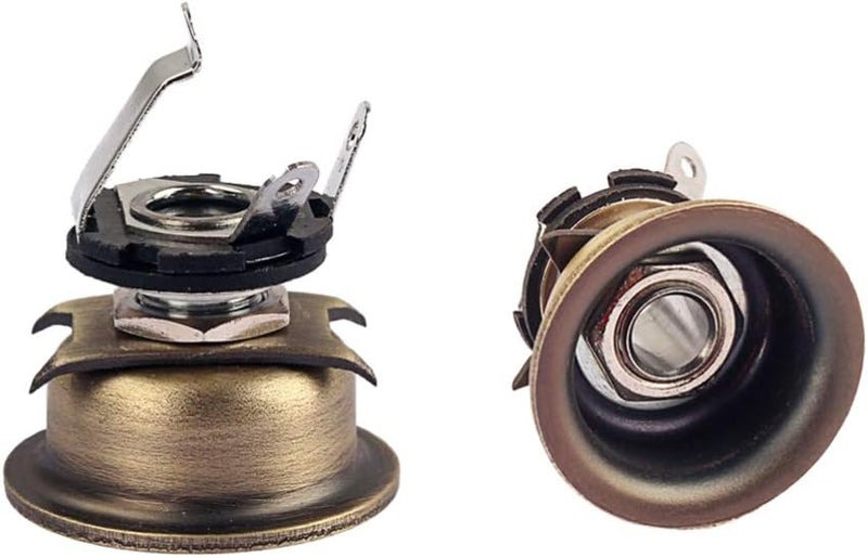6.35mm 1/4" Guitar Input Output Jack Mono Jack Socket Cylinder Stereo Replacement for Bass Electric Guitar Bronze - Image 1