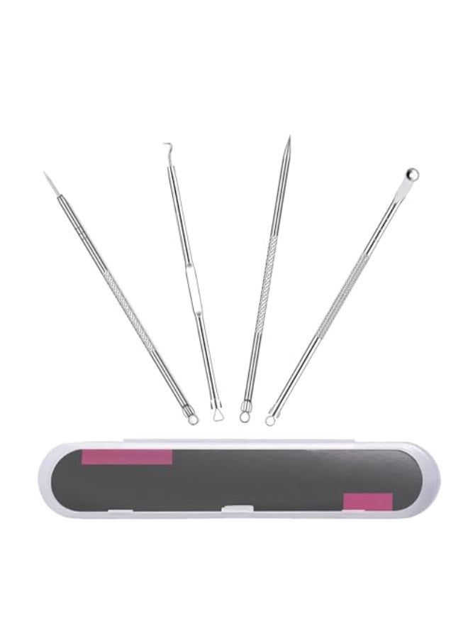 EKIND Acne Blackhead Pimple Remover Acne Tool for Face Nose Stainless Steel Whitehead Pimple Extraction Tool 4 Piece Set Premium Pimple Extractor Set with Acne Needles for Effective Skin Care - Image 1