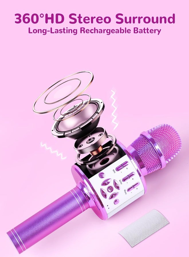 Amazmic Toys for Girls, Kids Karaoke Microphone Toddler Microphone for Kids with Lights, for Girls, Birthday New Year Party Boys Toy Age 3 4 5 6 7 8+(Light Purple) - Image 2